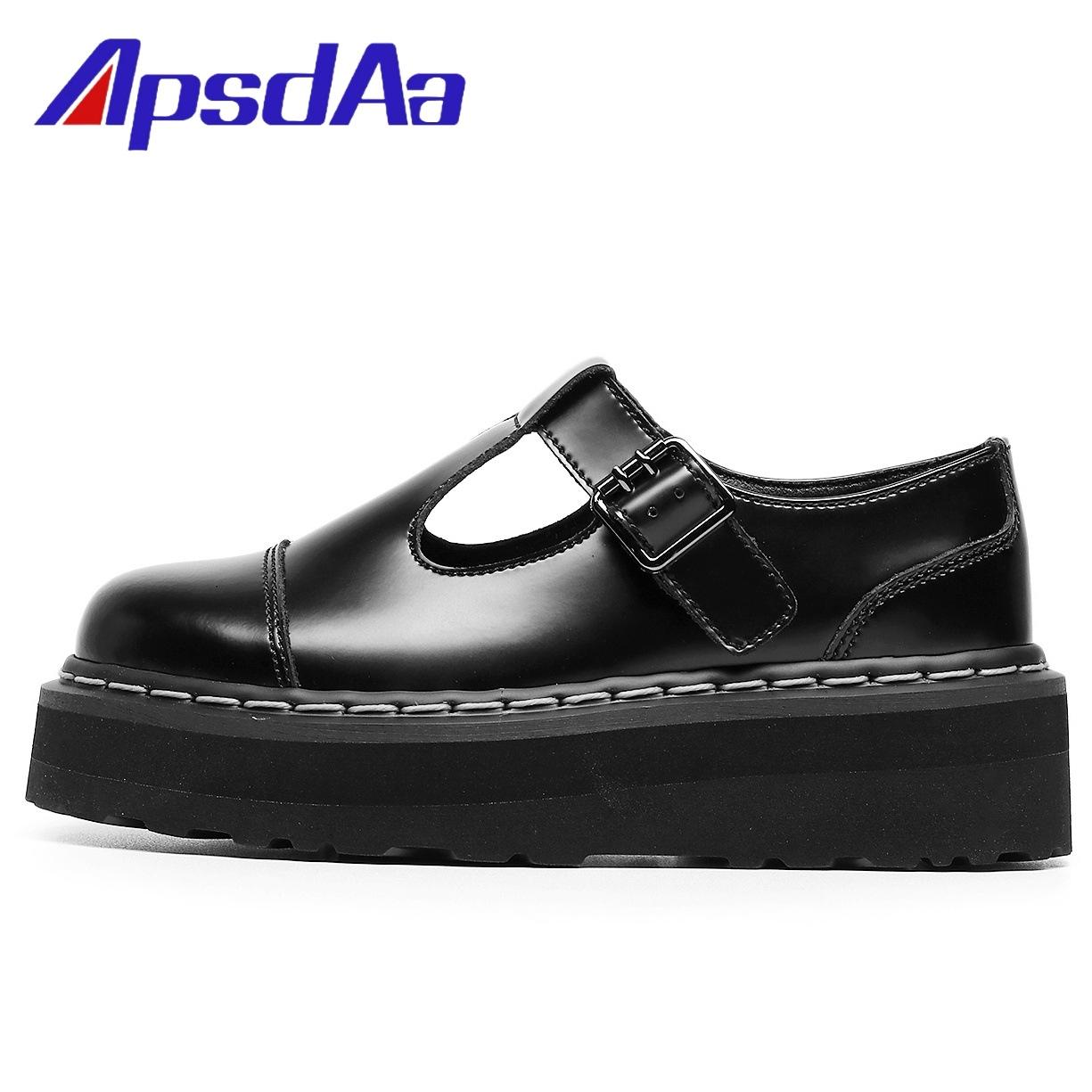 

Thick-soled T-strip Mary Jane women s small leather shoes, genuine leather lightweight Martin shoes British style student muffin bottom 42