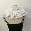 Vintage Tiered Ruffled Victorian False Collar Detachable Cotton Pleated Shawl for Women's Renaissances Costume Parties