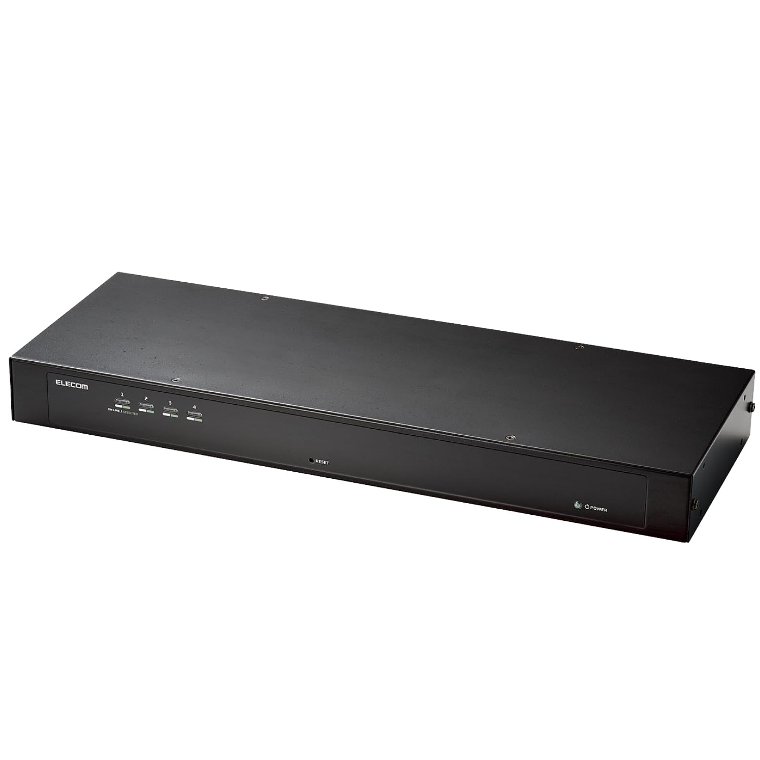 ELECOM KVM Switch with VGA 4 Rack Emulation for Switching Between 4 (D-sub 15-pin) Ports, Mount, Function, PCs, KVM-RVUSN4 чёрный
