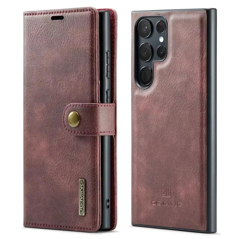 Magnetický flip kožené pouzdro na telefon pro Samsung Galaxy S25 FE S25 Edge S24 Ultra S23 Plus S22 S21 S20 Note 20 10 2 v 1 Odnímatelná peněženka kryt na karty Etui