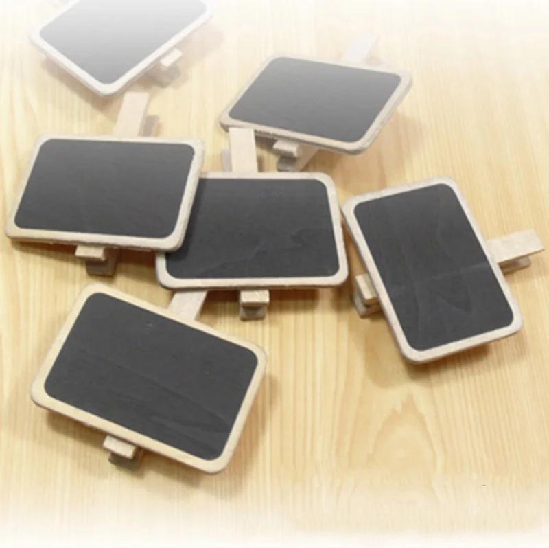 

50Pcs Hanging Wooden Blackboard Message Chalkboard Clips Tags Number Price Label Heart Shaped DIY Craft Home Kitchen Bag Clips Rectangle