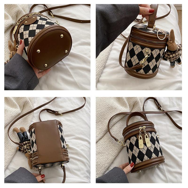 Crossbody Bag for Women Bucket Totes Fashion Plaid Messenger Small Bag Girls Casual Shoulder Bags