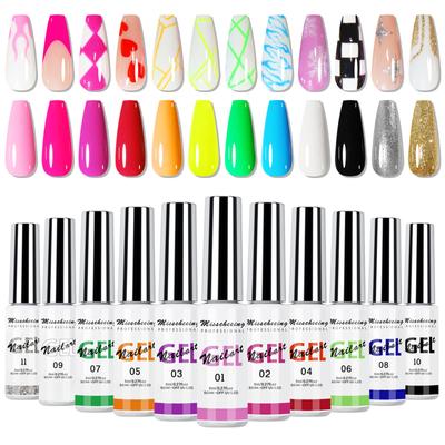 12 Salad Wire Glue 3D Painted Nail Wire Glue Nail Brush Glue Hook Set