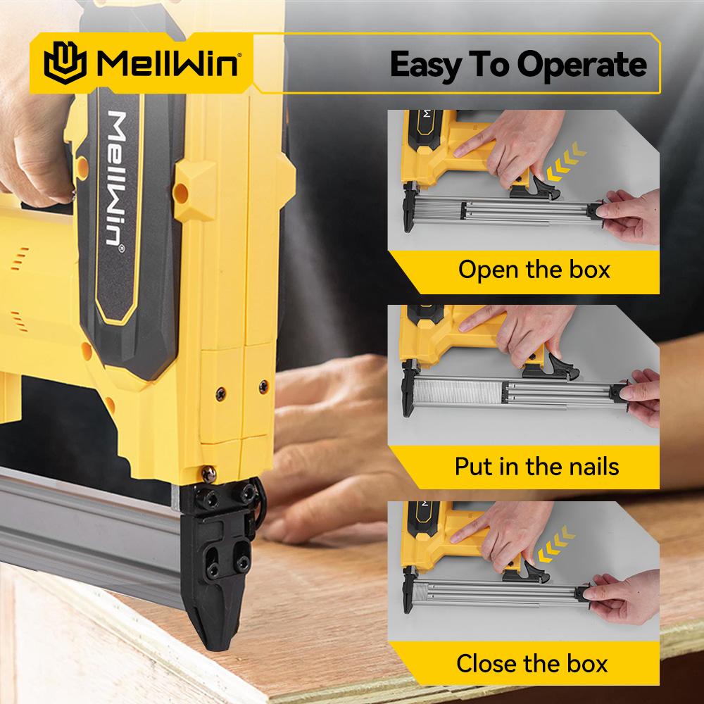 MELLWIN Cordless Electric Nail Gun 2 Mode Wireless Stapler Woodworking Framing Staple Gun Tools F30 For Makita 18V Battery Pin