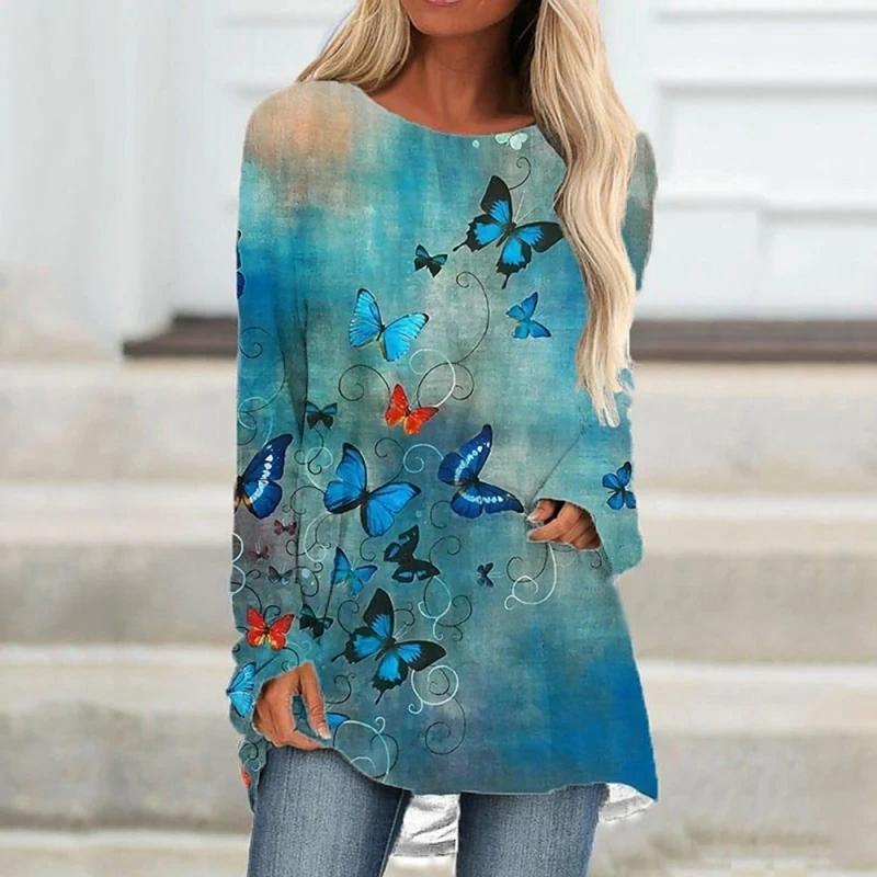 

Middle-Aged And Elderly Women Crewneck Long-Sleeved Top Fashion Casual Relaxed Comfortable Home Outdoor Clothing High Quality S