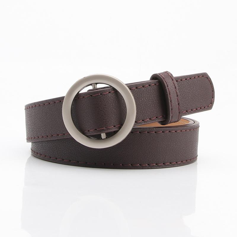 Women's Fashionable and Versatile Non-hole Round Buckle Belt with Windbreaker Pants Student Belt