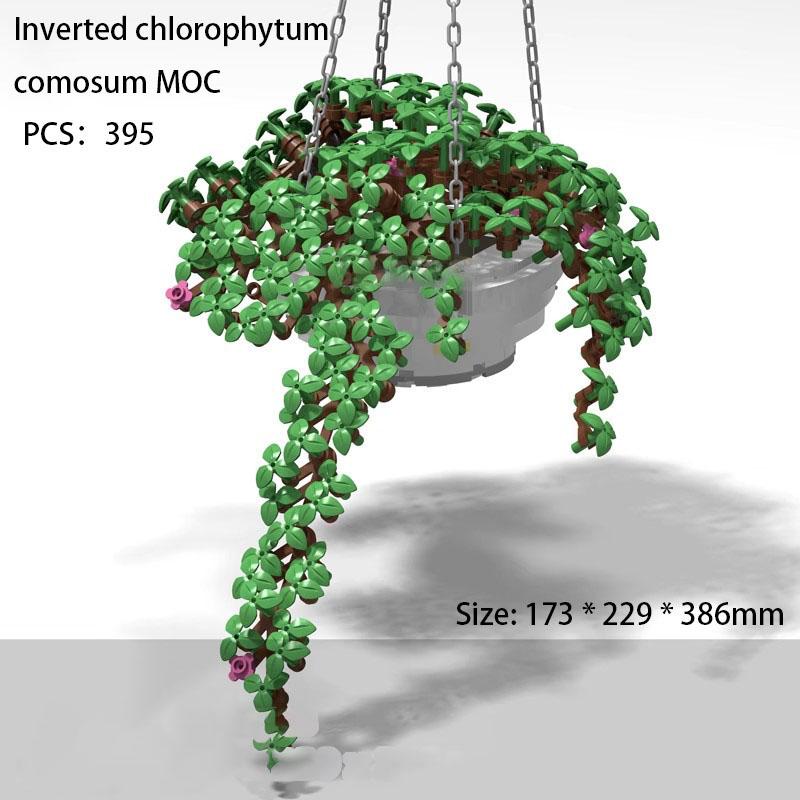 

MOC chlorophytum comosum simulation potted eternal flower building blocks creative assembly puzzle puzzle Electronic drawings