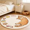 Cartoon Style Living Room Decoration Round Carpet Cat Pattern Rugs for Bedroom Fluffy Soft Lounge Floor Mat Home Thick Plush Rug