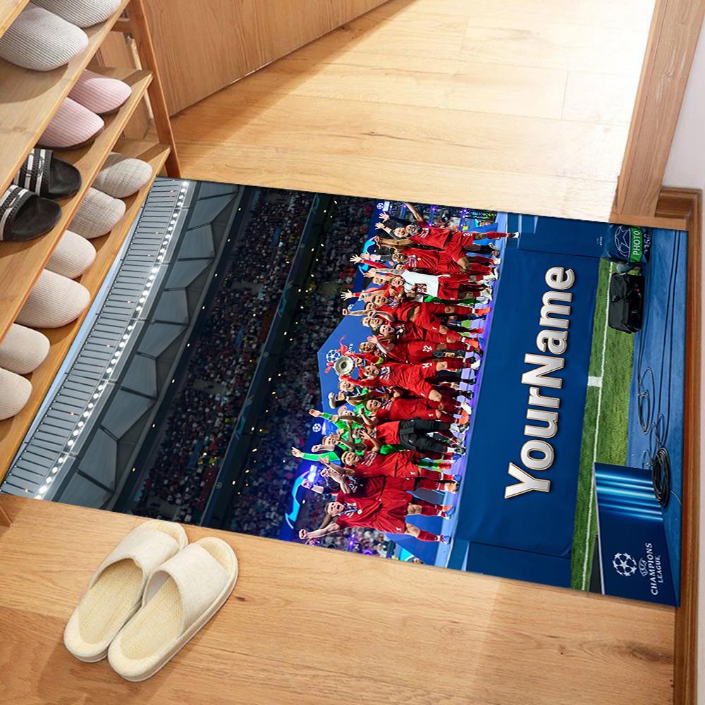 Liverpool Customizable Name Floor Mat Perfect for Playrooms Foyer Living Rooms Kitchen Anti-slip Rug Anime Office Decor Gift for Festivals