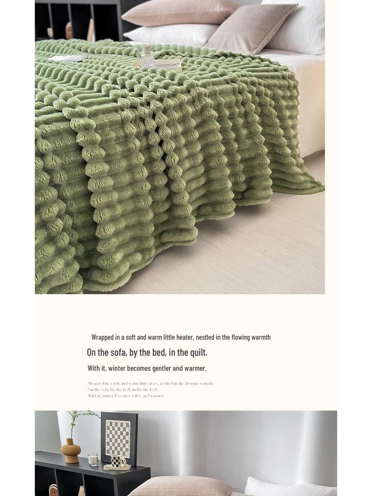 Rabbit Fur Plush Flannel Blanket - Sofa Cover & Nap Blanket for Office or Dormitory