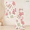 Women Plus Size V Neck Three Quarter Sleeve Printed Flared Top And Flared Pants Two Piece Set