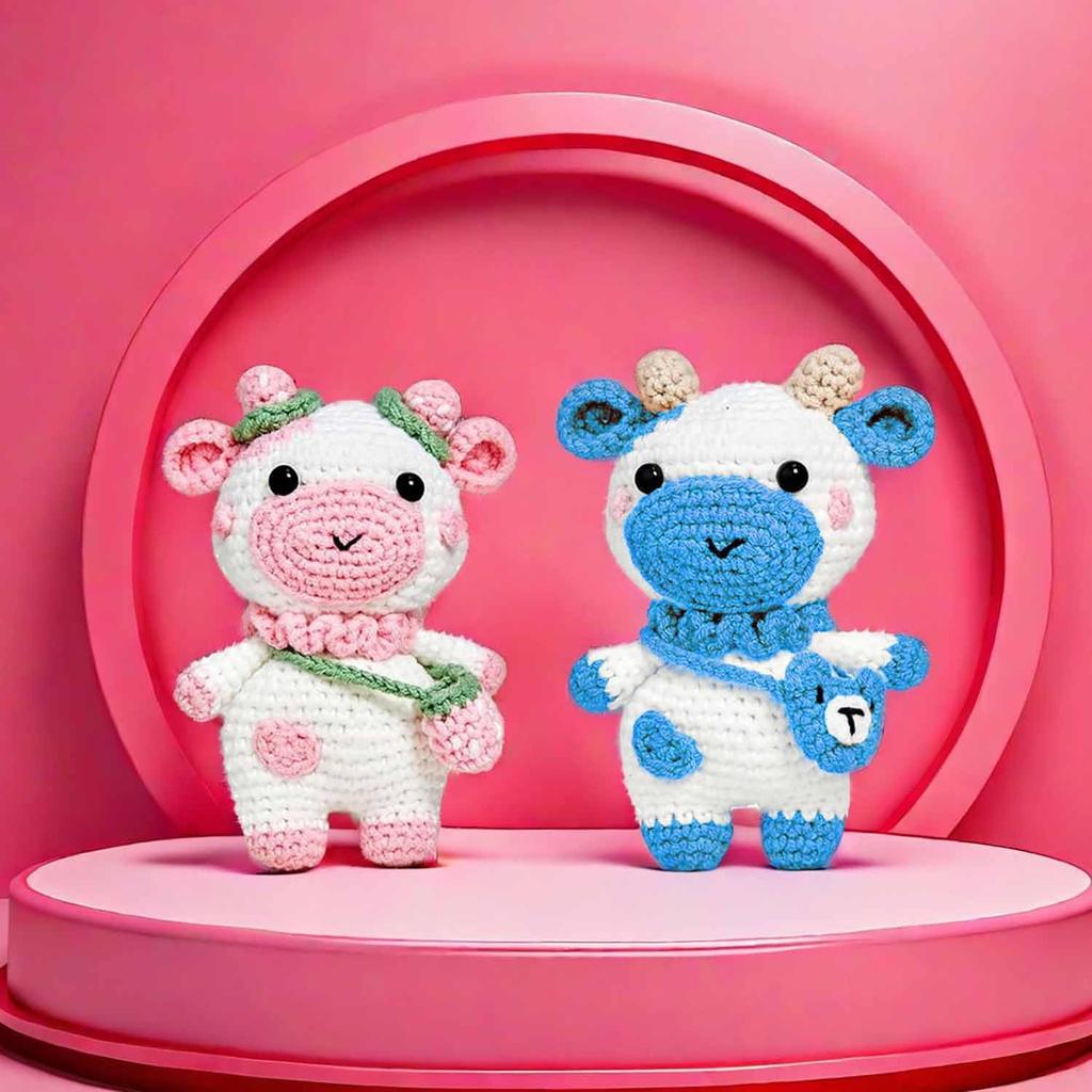MENGSOOD Crochet Kit for Beginners,Baby Calf Beginner Crochet Kit Pattern Crochet Animal Kit Knitting Kit for Adults Kids with Step-by-Step Video