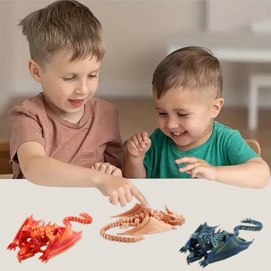 3D Printed Articulated Dragon with Wings Fidget Dragon Toy with Flexible Jaw Winged Dragon Desktop Pet for Home Office Decor Stress Relief