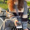 Spring Autumn Winter Korean-Style Knit Cardigan: Women's Fashion Color-Block Striped Short Outer-Wear Sweater