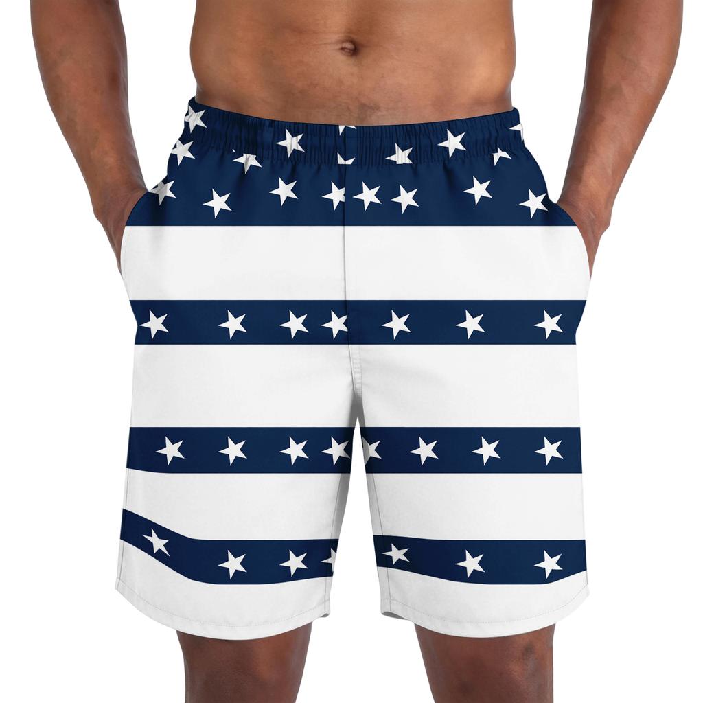 Pantalones Cortos Casuales de Moda con Estampado del Día de la Independencia para Hombre, Pantalones Cortos Deportivos Ligeros y Transpirables para Hombre