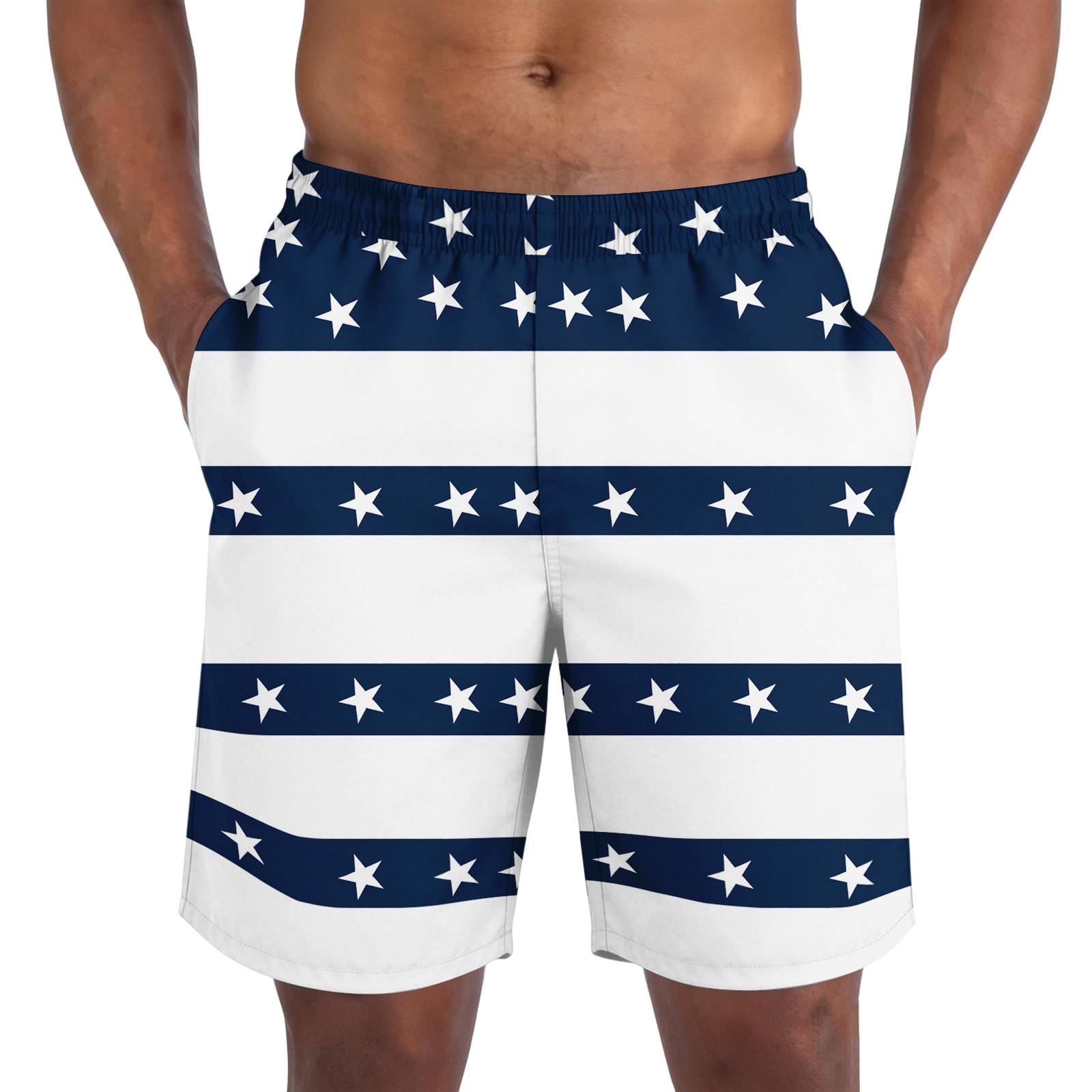 

Men s Casual Trendy Independence Day Printed Shorts, Lightweight Breathable Athletic Shorts For Men L синий