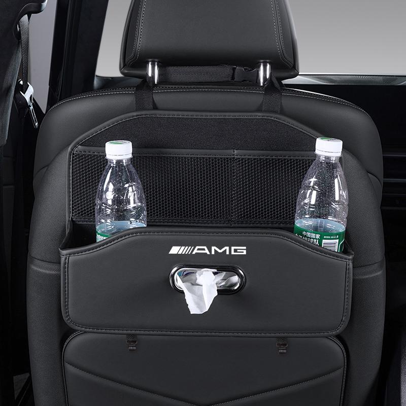 Car Seat Back Storage Box Multi-Functional Tissue Box Cup Holder Hook Storage Box Accessories Car Decal For Mercedes Benz AMG W2
