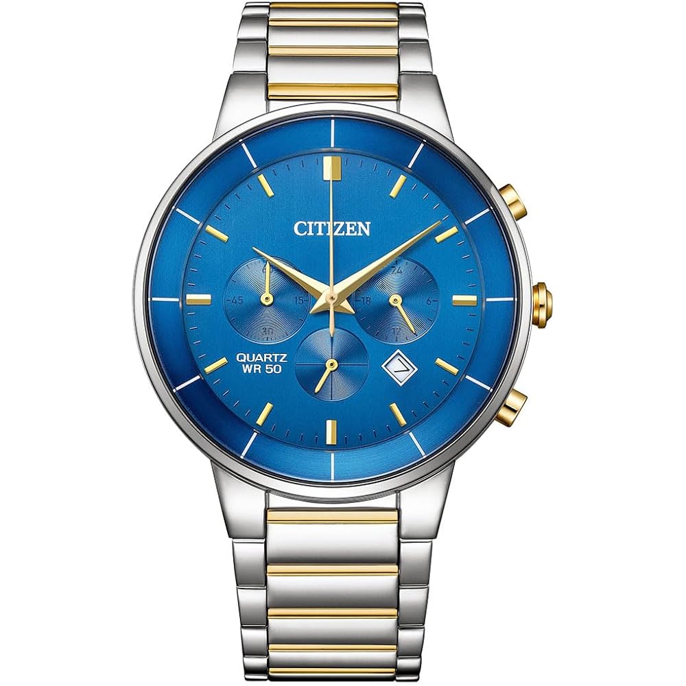 Citizen Chronograph Quartz Men s Watch AN8224-51L Blue Silver Gold Stainless Steel
