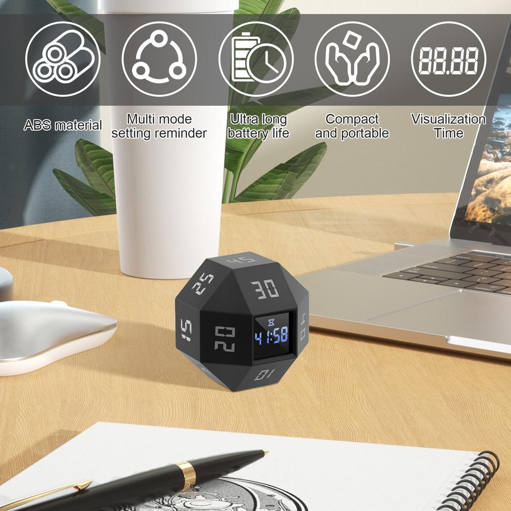 Rotating Pomodoro Timer 11 Preset Times Desk Productivity Flip Timer Rechargeable Mini Timer Desk & Study Productivity Timer