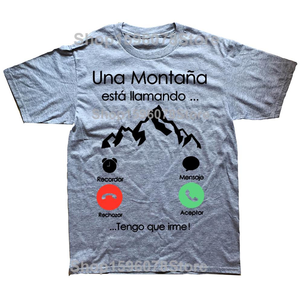 Mountain Is Calling I Must Go Spanish T Shirt for Men Women Clothing Short Sleeve Casual Tshirts Climbing Mens Street Tees