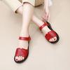 Women's Summer New Leather Flat Sole Sandals Open Toe Lightweight Soft Sole Non Slip Velcro Middle Aged And Elderly Loose Sandal
