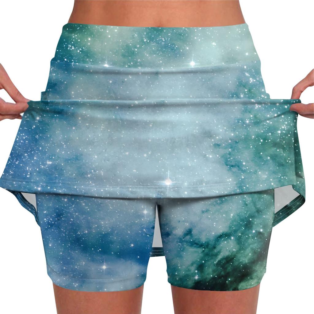 Kadınlar için elastik Yoga Pantolon-Etekler Baskı Atletik Şort Hafif Yüksek Bel Sıska Katı Joggers