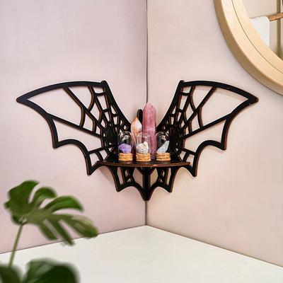 Bat Corner Shelves Wooden Floating Bat Wall Corner Shelves Gothic Jewelry Display Shelf Halloween Decorative Shelf For Home