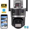 6K HD WIFI IP Camera Three Lens Three Screen Outdoor PTZ Auto Tracking CCTV Security Video Surveillance Color Night Vision iCSee