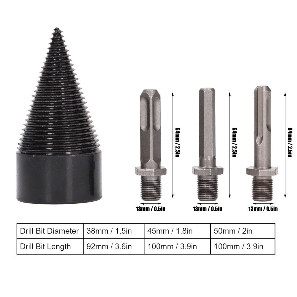 4pcs Heavy Duty Detachable Log Splitter Bit Hex Shank Firewood Drill Bit Family Heating