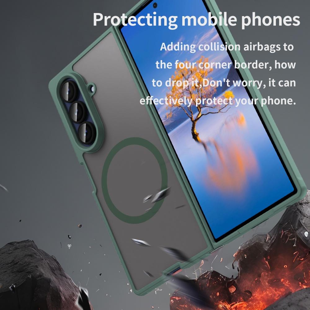 Magnetic Phone Case for Samsung Galaxy Z Fold 7 360 Full Body Protection Transparent PC Magsafe Wireless Charging Cover Fold7