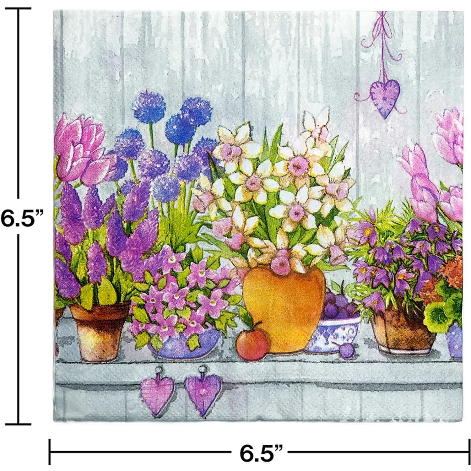 

20 шт./упак. 33*33 см 2-слойные одноразовые салфетки для вечеринок с цветочным узором