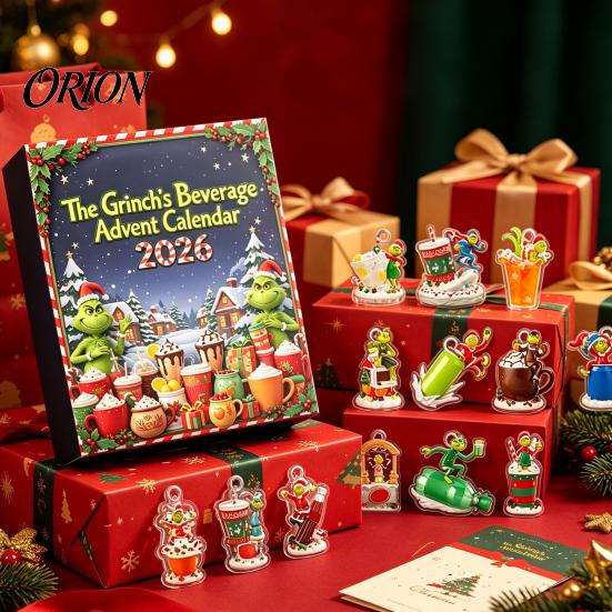 Christmas Home Decor Holiday Advent Calendar, 24 Days Countdown Calendar with Pcs Mini Acrylic Highland Cow/Cat/Green Elf Figures, Collectible