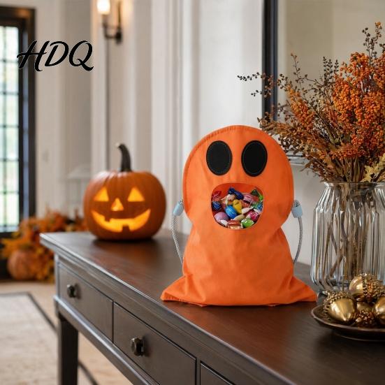 Community Trick Or Treat Bags Halloween or Candy Bag for Kids Cute Ghost School with Handle Oxford Cloth Snack Holder Party Favors Reusable