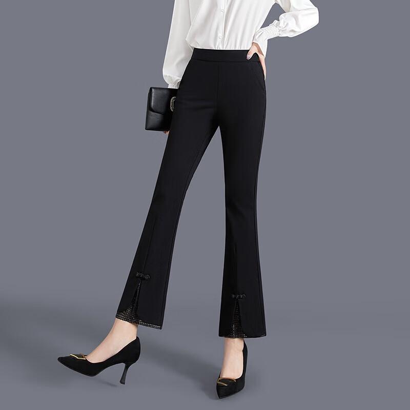 Tachi Women's Rhinestone Embellished High-Waisted Flare Pants