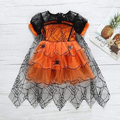 Kostium Świąteczny Halloweenowy Dziewczęcy Sukienka Księżniczki z Pajęczyną Dziecięce Eleganckie Sukienki
