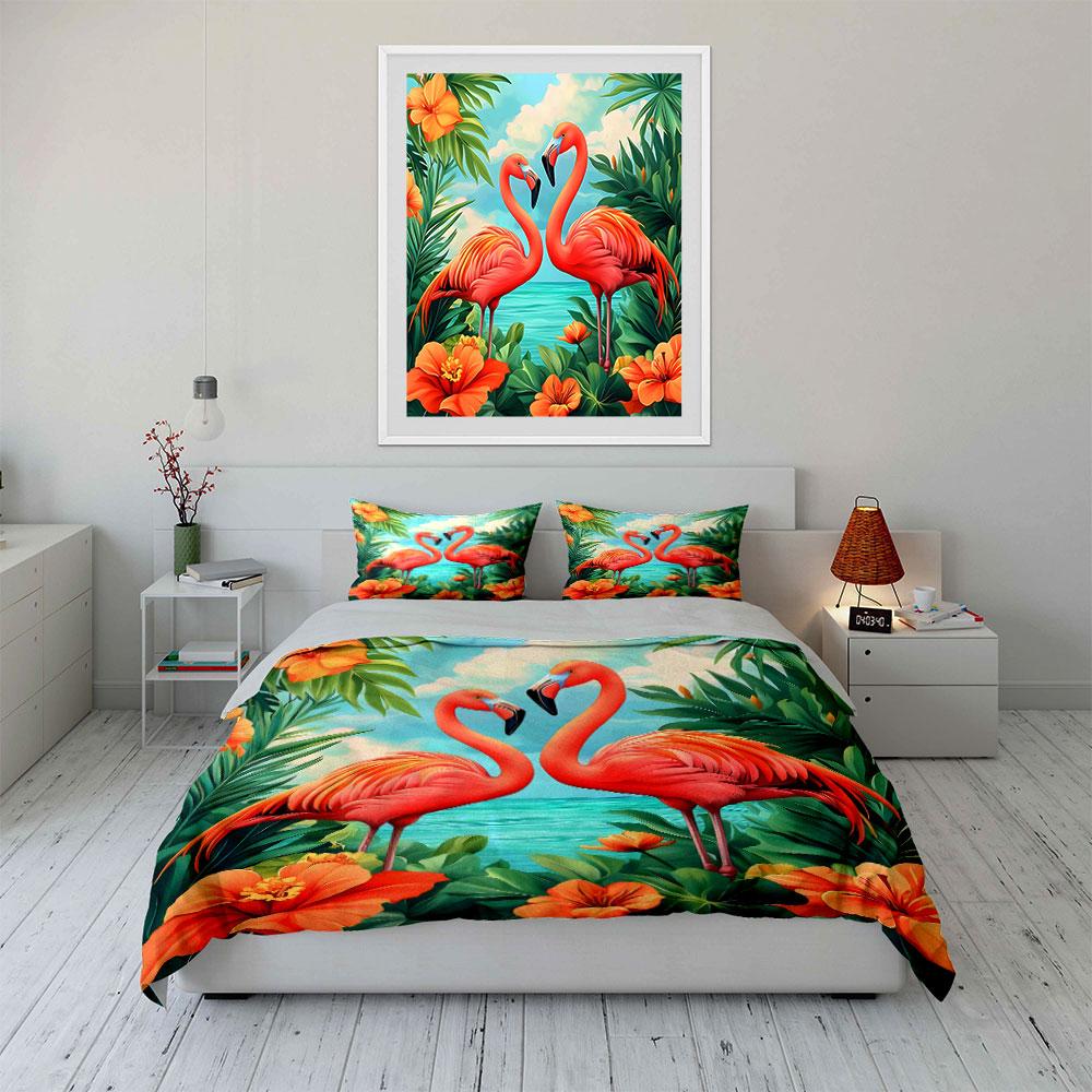 Flamingo Tropical Paradise Set Décor Exquisite Three-Piece Bedding Set Gift For Kids And Adults