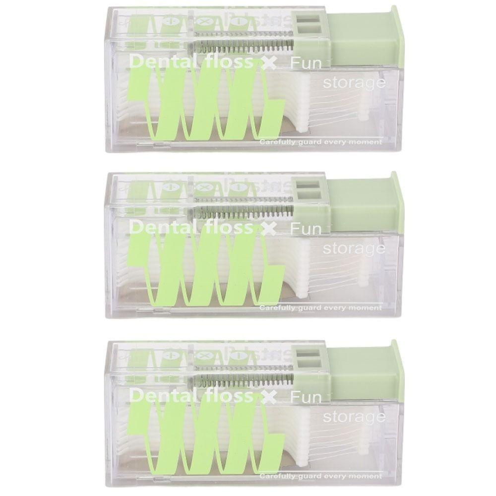 

3 Pcs Portable Floss Pick Case Auto Popping Automatic Toothpick Dispenser Hotel зелений