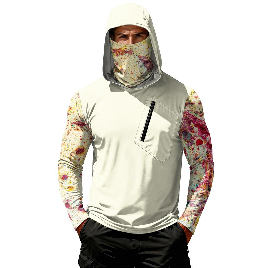 Casual herentop met capuchon en lange mouwen die bescherming biedt tegen de zon.