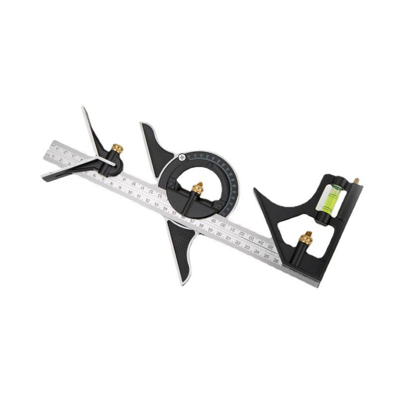 High-Precision Adjustable Stainless Steel 90-Degree Right Angle Woodworking Ruler with 45-Degree Multi-Function Combination.