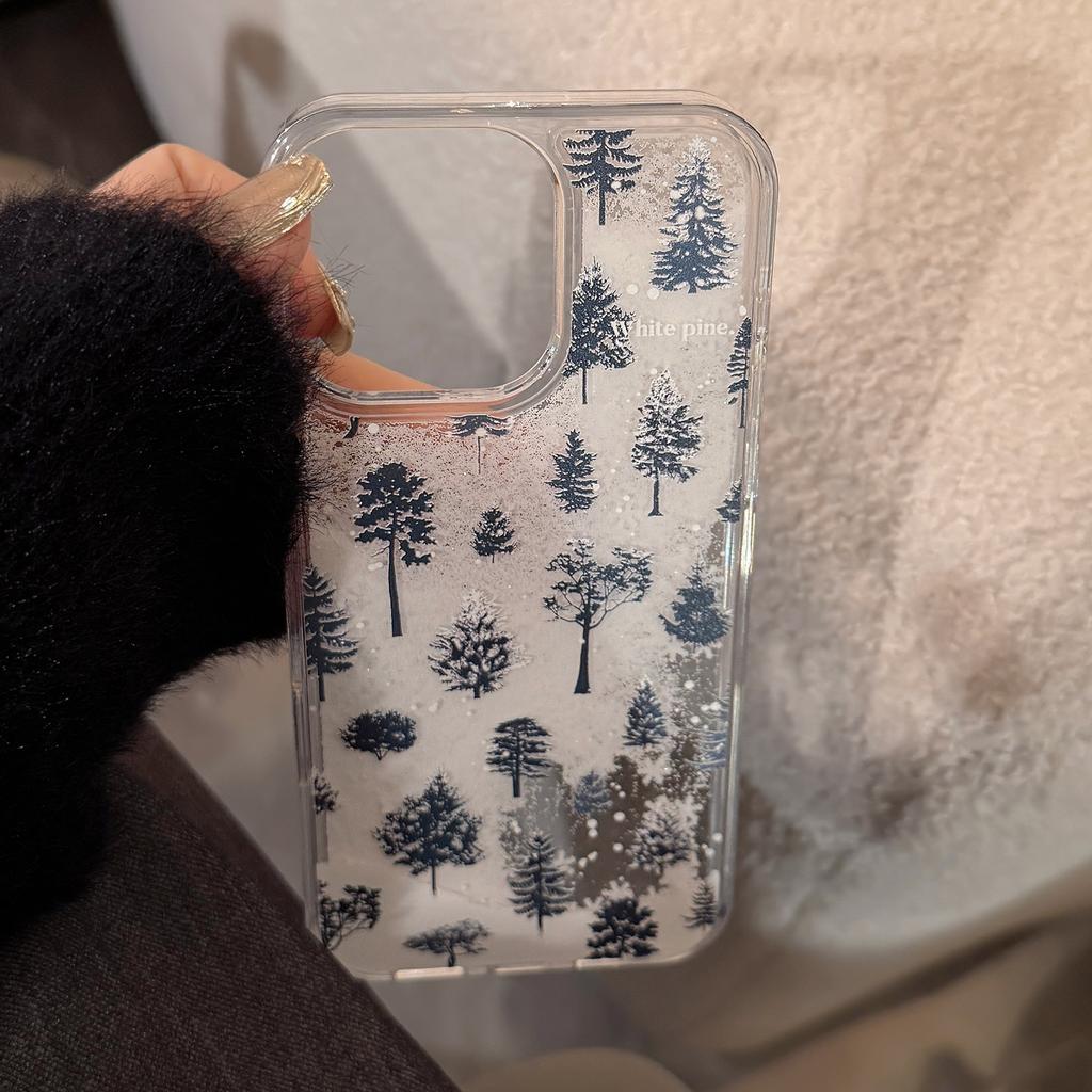 Pouzdro na mobil Snow Mountain Rime pro Apple 16 / 15 Pro Max / iPhone 14, tekutý písek, zimní atmosféra, 13, tvrdé