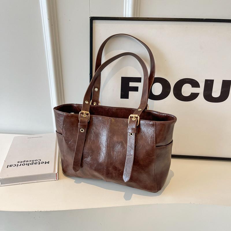 Trendy Pu Leather Tote Bag For Women Stylish Large Capacity Shoulder Bag With Zipper Closure