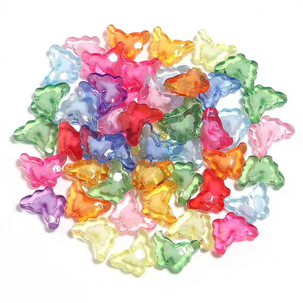 20-50pcs Candy Colored Acrylic Beads Pumpkin Star Butterfly Shape Loose Spaced Beads For DIY Fashion Bracelet Keychain Accessory