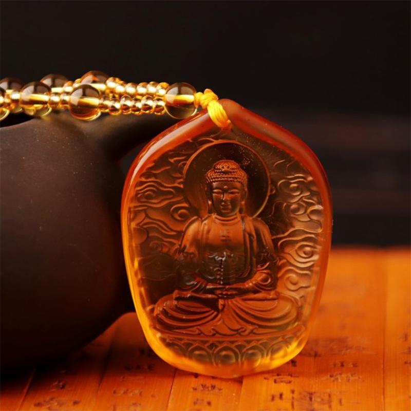 Ručně vyráběný náhrdelník Nepálský buddhistický Mala kamenné korálky Náhrdelník s přívěskem socha Buddhy Prohlášení Buddha Lucky Amulet s přívěskem
