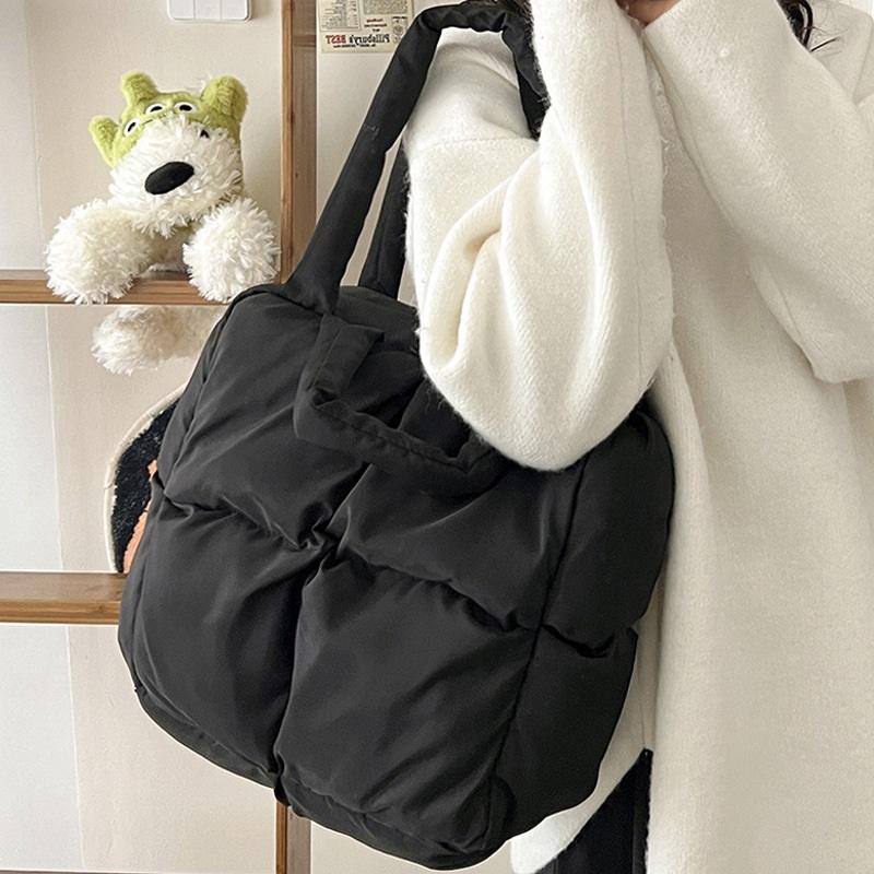 Autumn And Winter Bag Large Capacity Cotton Dress Bag Fashionable Versatile Shoulder Bag Down Bag Handheld Tote Bag