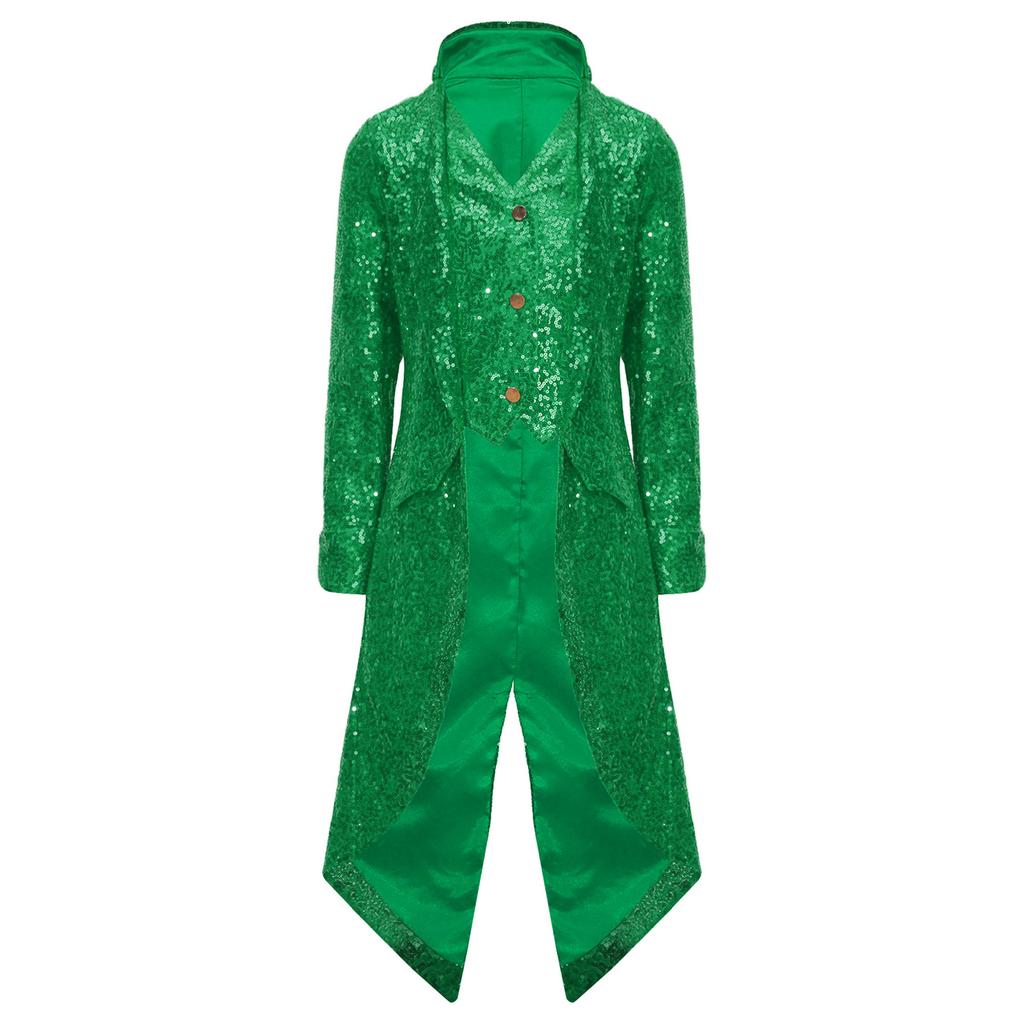 Chlapecký steampunkový frak gotický viktoriánský dlouhý kabát flitry bunda středověký halloweenský kostým frock coat outfit