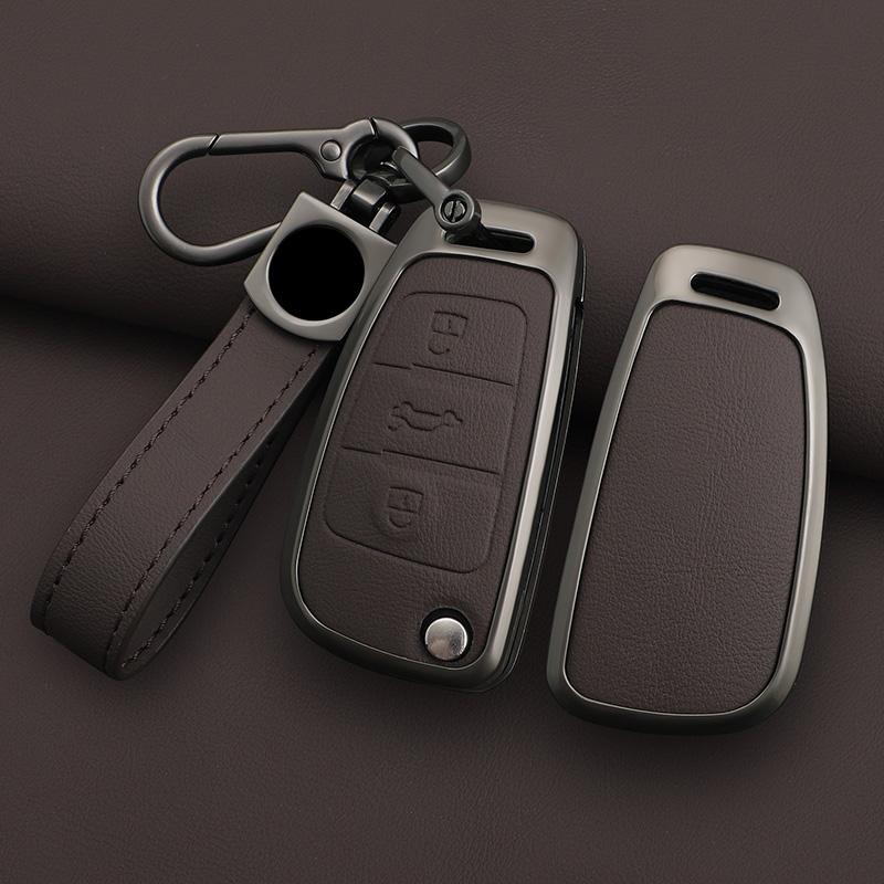 Zinc Alloy Leather Car Remote Key Case Cover for A1 A3 8P A4 A5 A6 C7 A7 S3 S7 S8 R8 Q2 Q3 Q5 Q7 Q8 SQ5 TT RS3 RS6 Keychain