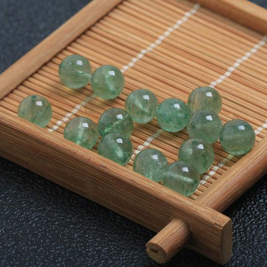 Green Strawberry Ice Crystal Beads for DIY Multi-Treasure Bracelets - Jewelry Accessories, Round, Semi-Finished
