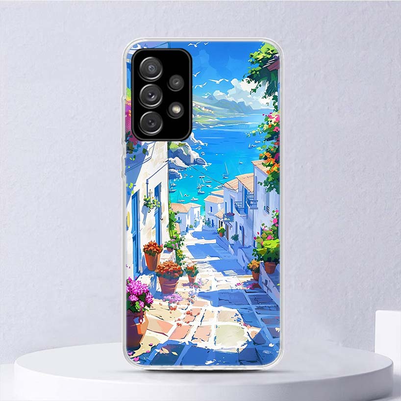 Greece In Summer Santorini Soft Case For Samsung Galaxy A17 A16 A26 A36 A56 A15 A14 A13 A55 A54 A53 Phone Cover A25 A35 A24 A34