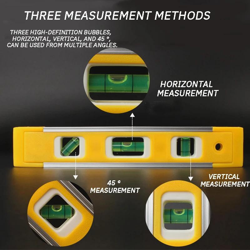 2pcs Level Gauge Aluminum Alloy Strong Magnetic Mini Three Type Level Gauge Horizontal Bubble Aluminum Alloy Level Gauge