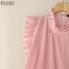 ZANZEA Women Casual Round Neck Summer Sleeveless Blouse